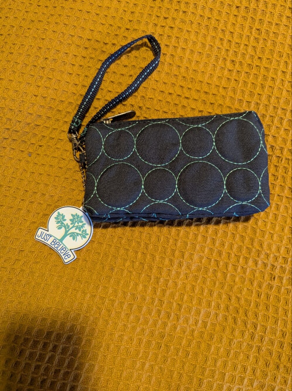 thirty-one Wristlet with Green Contrast Stitching